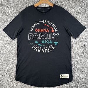Under Armour Project Rock T-Shirt Men's Medium Black "OHANA MEANS FAMILY" Gym